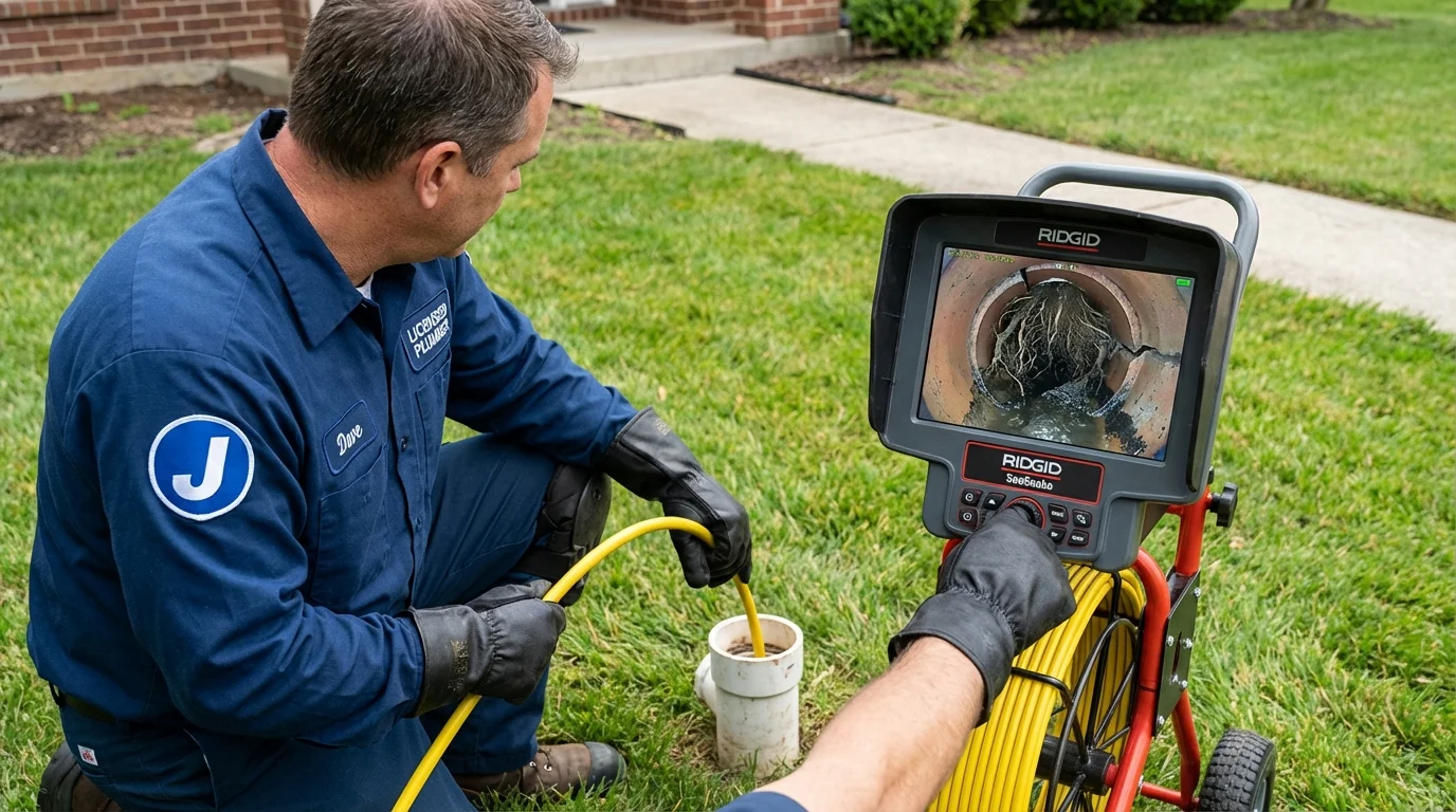 Sewer camera inspection being performed by Johns Plumbing LLC in Griggsville